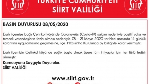 Siirt'in Eruh ilçesinde bir köy Coronavirus tedbirleri kapsamında karantinaya alındı