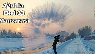 Ağrı'da su havada dondu