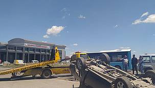 Sürücünün kontrolünden çıkan araç takla attı 