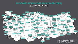 Covid-19 haftalık insidans haritasını 