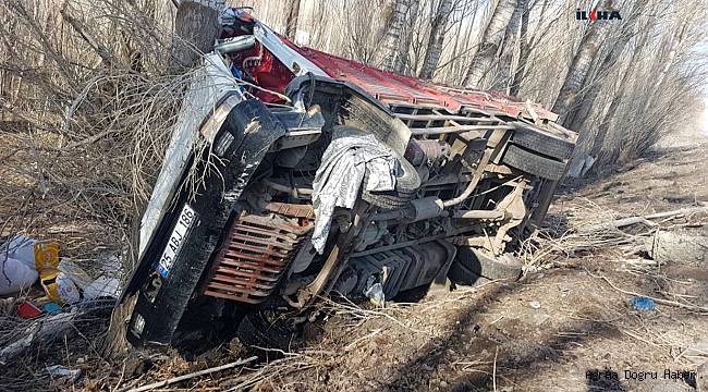 Ağrı'da sürücüsünün kontrolünden çıkan kamyon şarampole yuvarlandı: 5 ölü