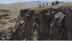 Ağrı'da kayalıklarda mahsur kalan keçiler AFAD tarafından kurtarıldı