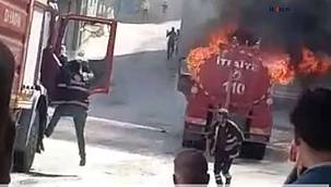 Ağrı'da itfaiye aracı yandı