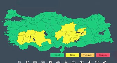 13 il için sarı kodlu uyarı