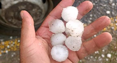 Eleşkirt ilçesinde ceviz büyüklüğünde dolu yağdı