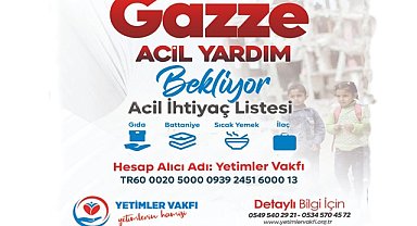 Gazze için Yetimler Vakfı'ndan yardım çağrısı