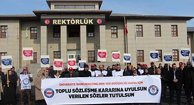 Üniversite personelinin hakları için basın açıklaması yapıldı