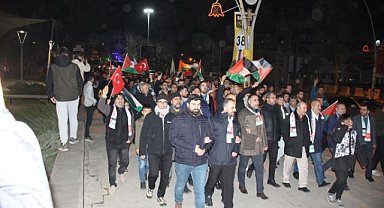 Ağrılılar Filistin için yürüyüş yaptı, tekbir getirdi