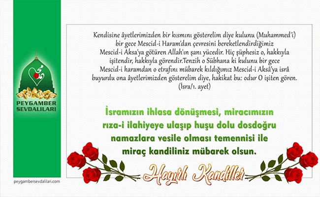 Peygamber sevdalıları vakfından Miraç kandili mesajı