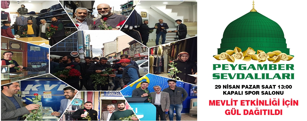 Mevlit etkinliği öncesi Gül dağıttılar