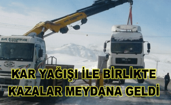 Kar yağışı ile birlikte kaza meydana geldi